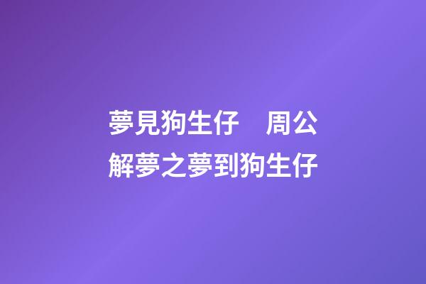 夢見狗生仔　周公解夢之夢到狗生仔